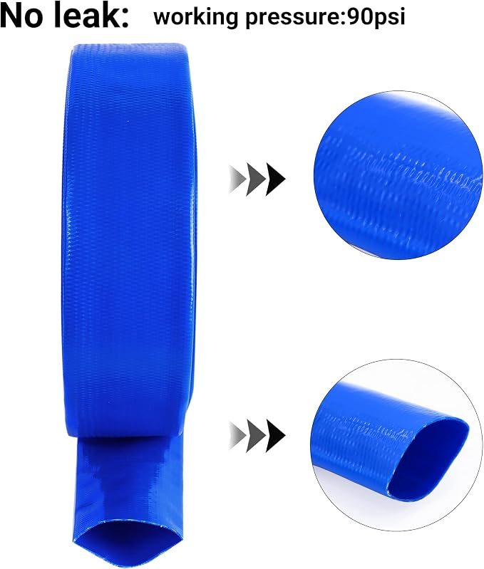2" x 25 FT Pool Backwash Hose Blue Heavy Duty Reinforced PVC Lay Flat Water - Image 4