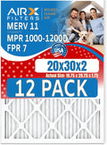 20x30x2 Air Filter MERV 11 Rating, 12 Pack of Furnace Filters Comparable to MPR by AIRXFILTERSWICKEDCLEANAIR