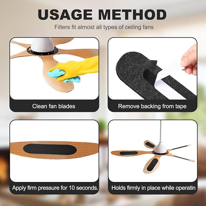20-Pack Ceiling Fan Filters, Activated Carbon Easy-Stick Dust Catcher | 20 - Image 6
