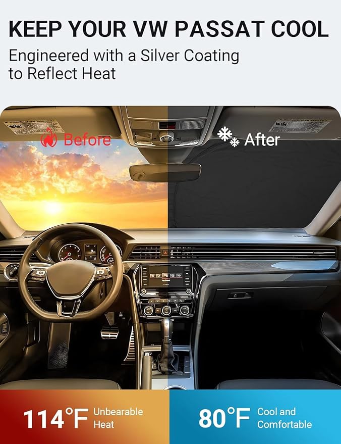 Proadsy 2026 Upgrade Front Windshield Sun Shade Foldable Sunshade Protector - Image 2