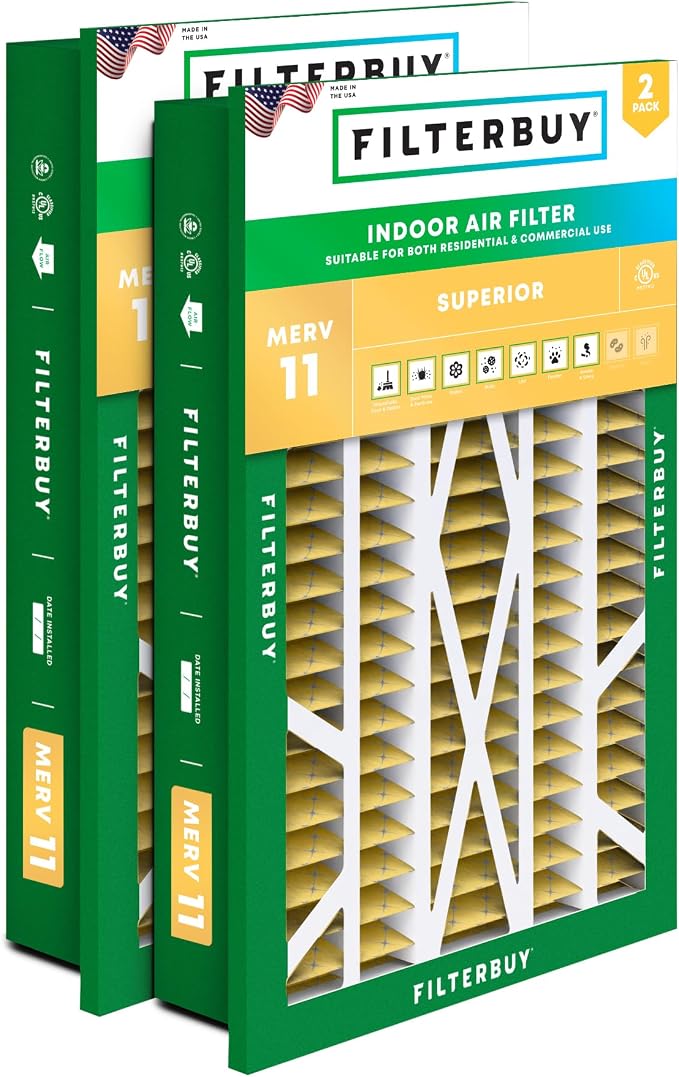 Filterbuy 16x25x5 Air Filter MERV 11 Superior Pet & Allergy Defense, by Filterbuy