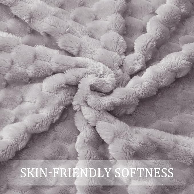 Exclusivo Mezcla Fleece Twin Blanket for Bed, Extra Large Fuzzy Light Grey Bed Blankets, Soft Cozy Plush Sofa Throws for All Seasons, 60x80 Inches
