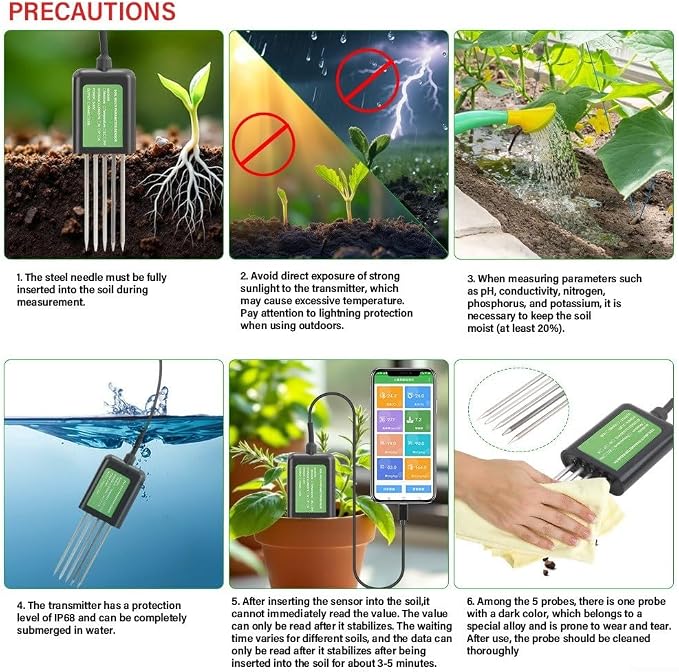 8-in-1 USB Soil Sensor, Waterproof And Rust Proof Probe USB Sensor - Image 2