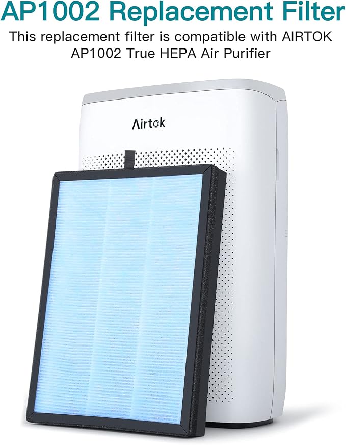 AIRTOK Air Purifier AP1002 Replacement Filter, H13 True HEPA Filters 2 Pack - Image 5