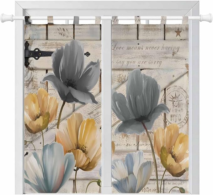 Spring Tulips Flower Living Room Curtains 84 Inch Length, Window Curtains Tab by Unknown