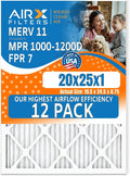 20x25x1 Air Filter MERV 11 Rating, 12 Pack of Furnace Filters Comparable to MPR by AIRXFILTERSWICKEDCLEANAIR
