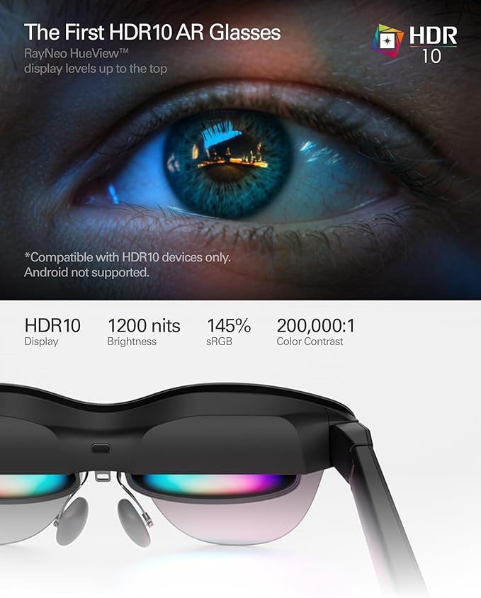 RayNeo Air 4 Pro AR/XR Glasses, HDR10 201" Virtual Display, 120Hz 3D Movie & - Image 2