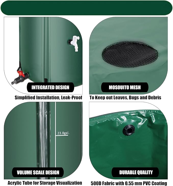 THUNDERBAY 100 Gallon Collapsible Rain Barrel, Portable Rain Barrels to Collect - Image 6