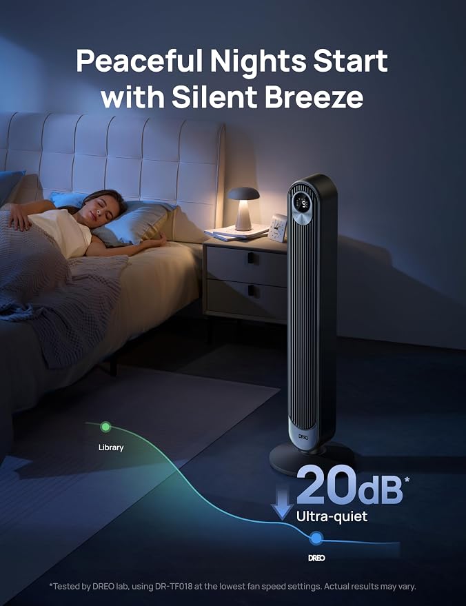 DREO Smart Tower Fan for Bedroom, Floor Standing Bladeless Oscillating Fan - Image 3