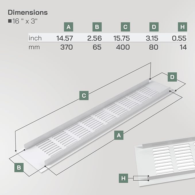 Vent Systems 15.75 x 3.15 Rectangular Door Vent - Image 2