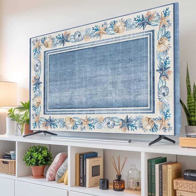Summer Beach Starfish Conch Coral Indoor TV Cover, Elastic TV Screen Protector - Image 6