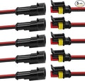 5Pcs Car Waterproof Electrical Connector, 2 Pin Connector, 16 AWG 2 Wire by BFXM