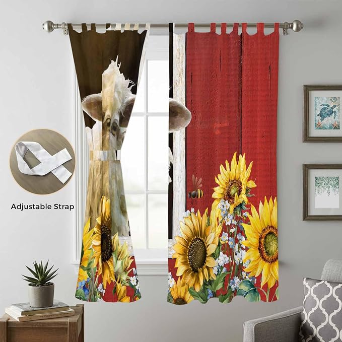 Sheep Flowers Living Room Curtains 84 Inch Length, Window Curtains Tab Top - Image 5