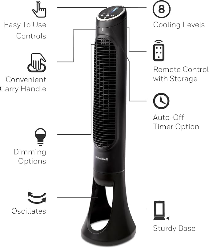 Honeywell QuietSet Whole Room Tower Fan, Oscillating Tower Fan - Image 6