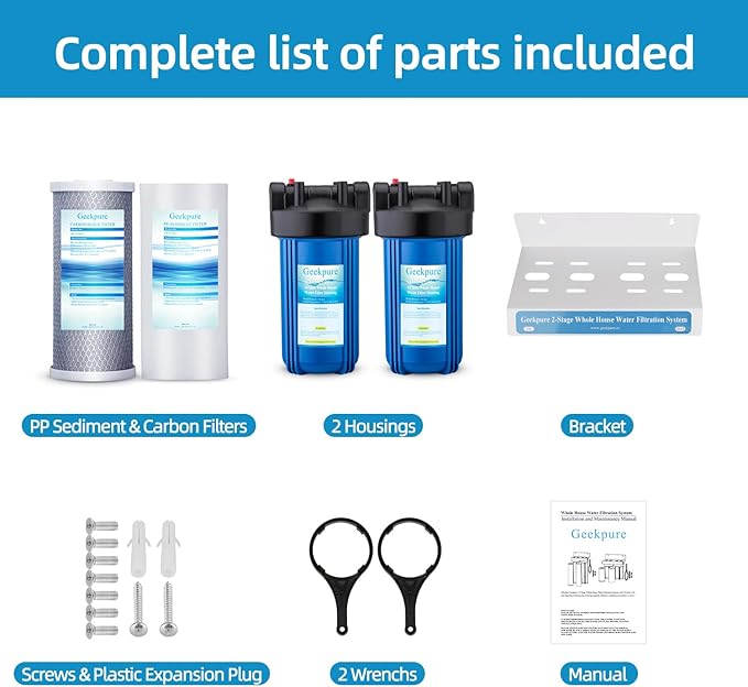 Geekpure 2 Stage Whole House Water Filter System - Image 4