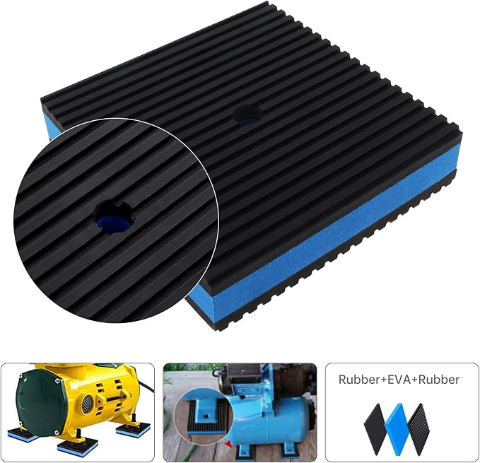 8-Pack Anti-Vibration Pads 4 x 4 x 7/8-inch, Heavy Duty Sound Isolation Ribbed - Image 4