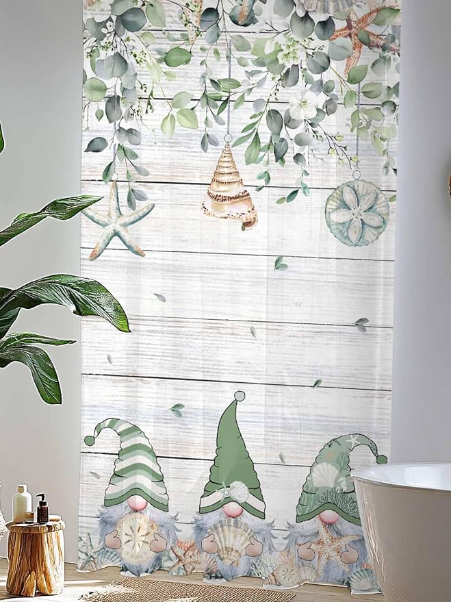 Sheer Curtains 96 Inches Long, Coastal Eucalyptus Leaf Semi Sheer Curtains - Image 4