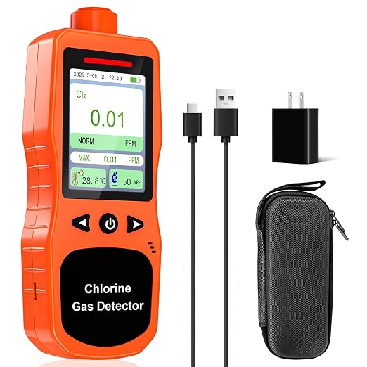 Chlorine Gas Detector | 0.01PPM Resolution & Range 0-20PPM | Rechargeable by ZYKYCX