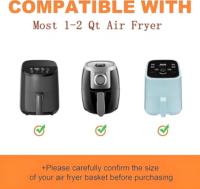 Air Fryer Silicone Liners for Most 1-2 Qt Mini Air Fryer, 3 Pack Square Small - Image 3