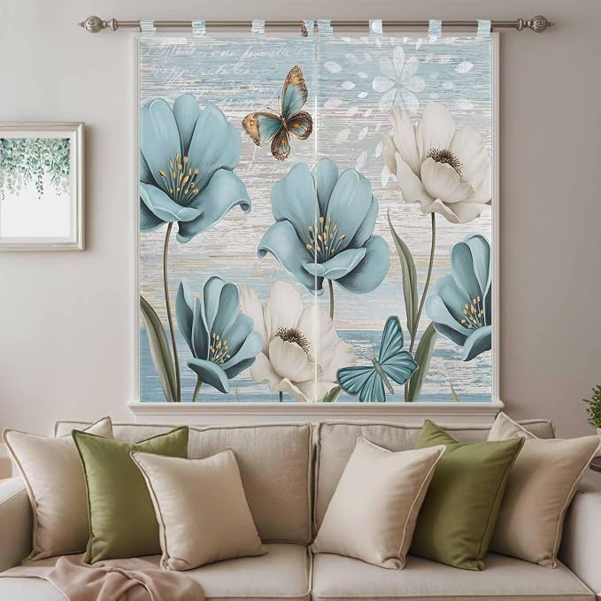 Spring Floral Bedroom Curtains 72 Inch Length, Window Curtains Tab Top - Image 9
