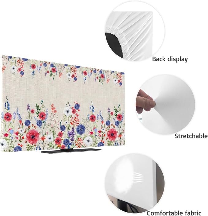 Independence Day Poppy Flower Indoor TV Cover, Elastic TV Screen Protector - Image 7
