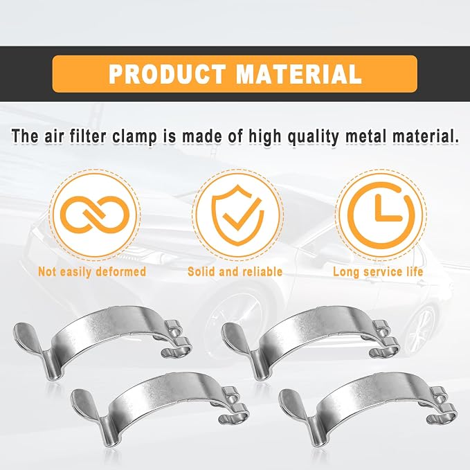 4pcs Silver Metal Air Filter Clips, Steel Air Cleaner Cover Clip, Air Filter - Image 4
