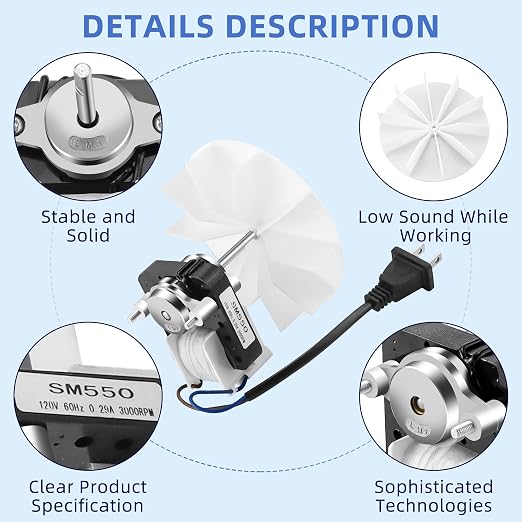 AMI PARTS Universal Bathroom Vent Fan Motor Kit SM550 Electric Motors Fit - Image 3