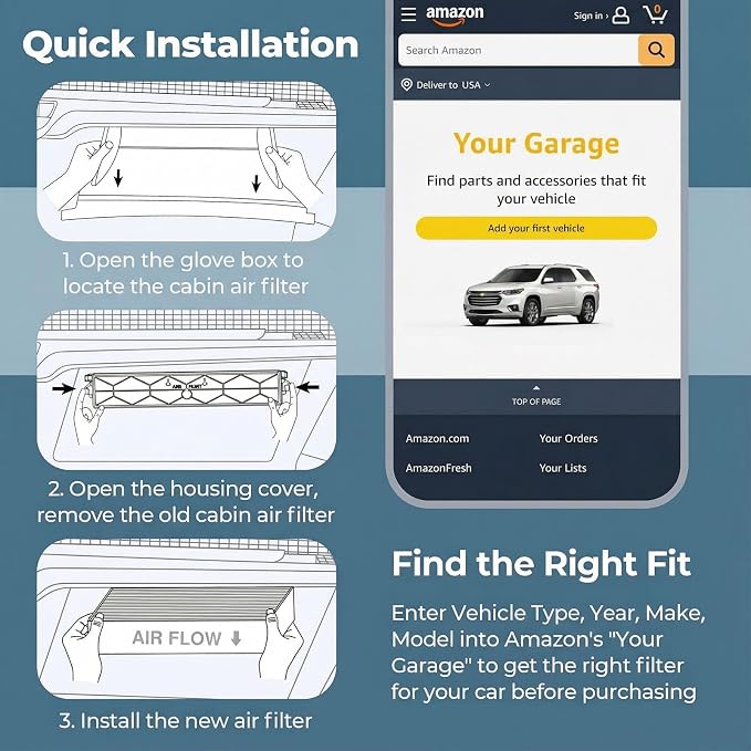 UIU Cabin Air Filter with Activated Carbon Compatible with Nissan Armada 5.6L - Image 7