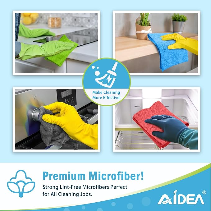 AIDEA Microfiber Cleaning Cloth Grey-100PK, Soft Absorbent Rags, Microfiber - Image 7