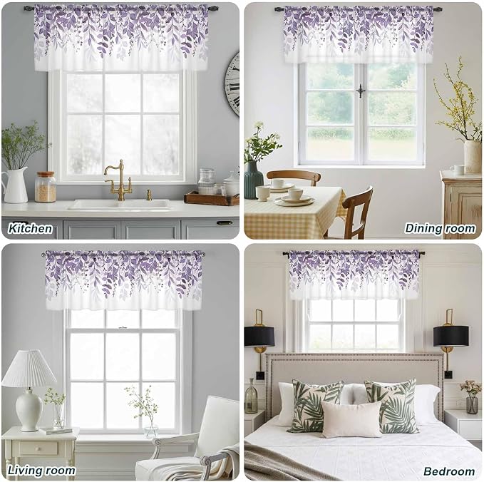 Eucalyptus Leaves Sheer Valance Curtains - Image 9
