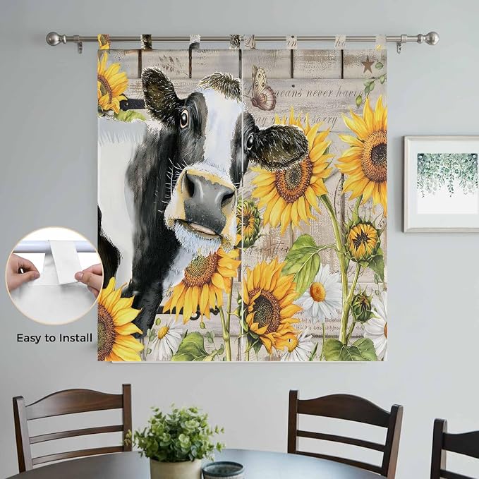 Yellow Sunflowers Bedroom Curtains 72 Inch Length, Window Curtains Tab Top - Image 4