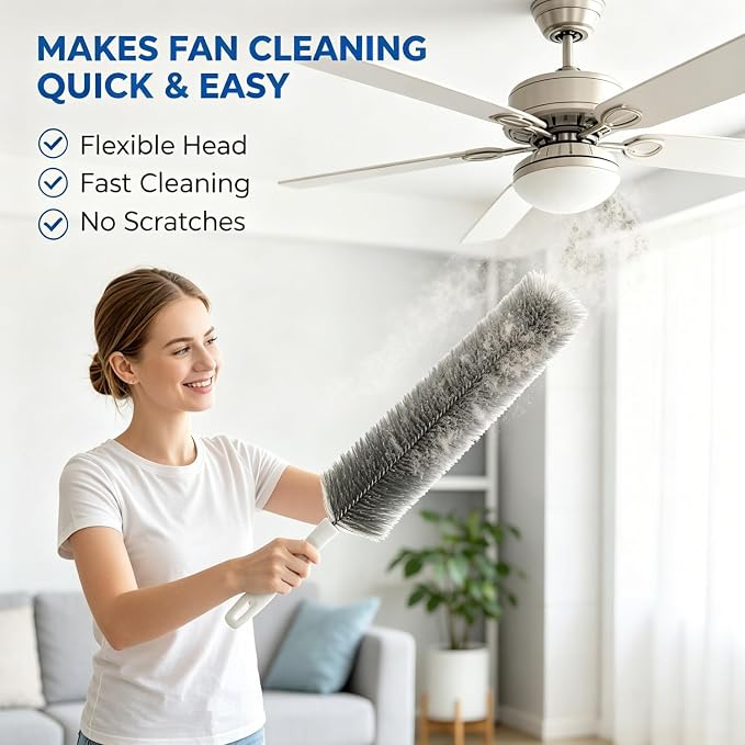 Bendable Microfiber Head, Reusable Dust Remover，Fan Cleaning Brush Washable and - Image 4