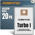 POWERTEC Turbo I, 9-20-27 Fleece Filter Bags 20PK, by POWERTEC