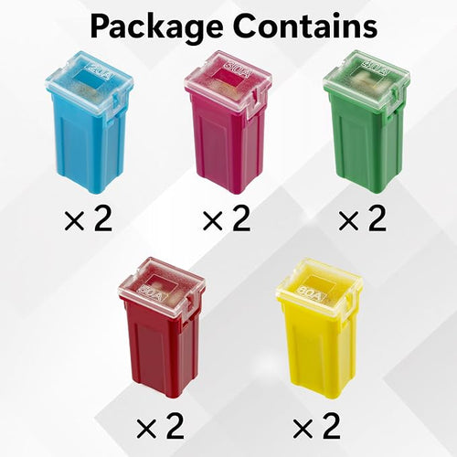 10 PCS Upgraded Versatile Automotive Fuse Assortment Tall Profile Box Shaped - Image 2