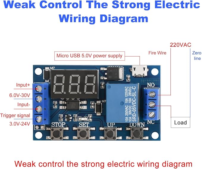2pcs 5V Micro USB Timer Relay DC 6-30V Programmable Cycle Delay Timer Switch - Image 3