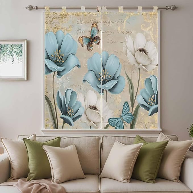 Spring Flowers Bedroom Curtains 72 Inch Length, Window Curtains Tab Top - Image 9