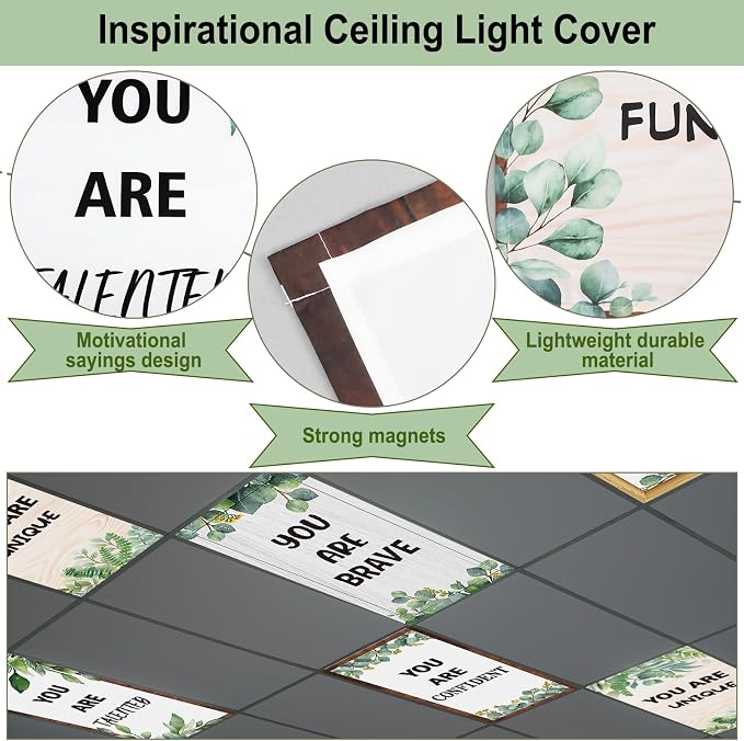 Glooglitter 12 Pcs Fluorescent Light Covers 4 x 2 ft Magnetic Ceiling Light - Image 3