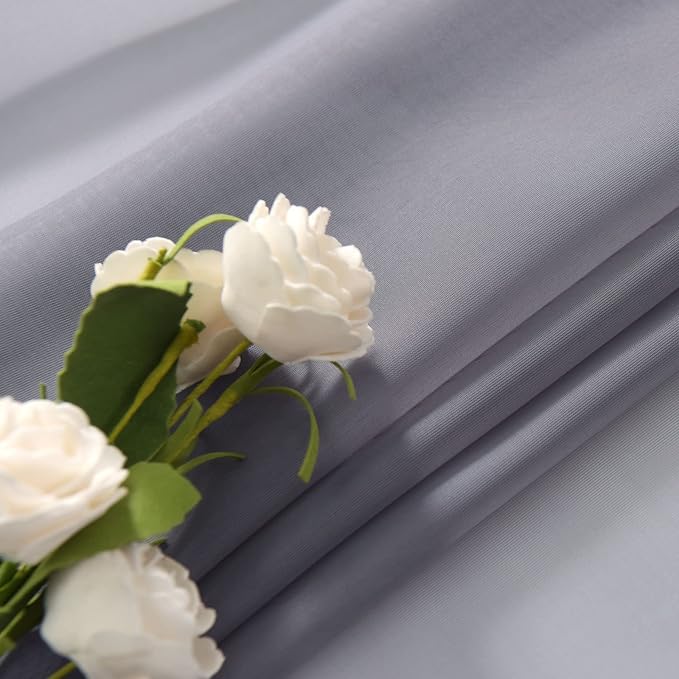 SpaceDresser Sheer Voile Window Treatment Rod Pocket Curtain Panels for Kitchen Bedroom Living Room Drapes Sunlight Filtering Privacy Semi Home Decor Assorted Colors Sizes (Grey, 52 W x 45 L)