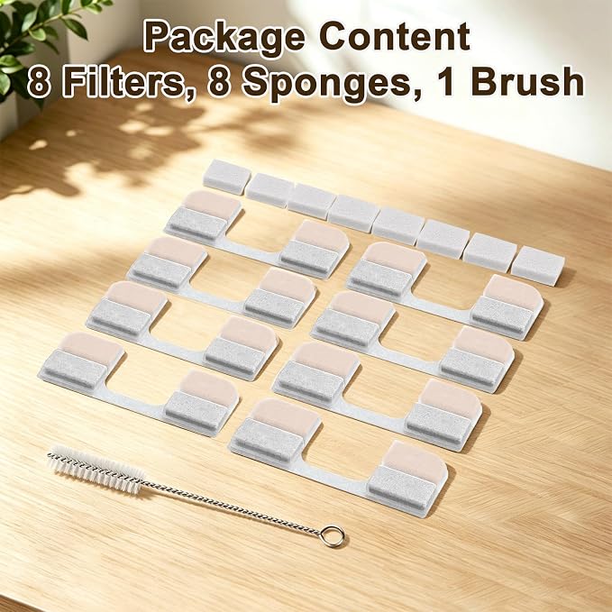 8PK Cat Fountain Filter for FN-W17 | 8 filters + 8 sponges + 1 brush vs 6+6. - Image 8