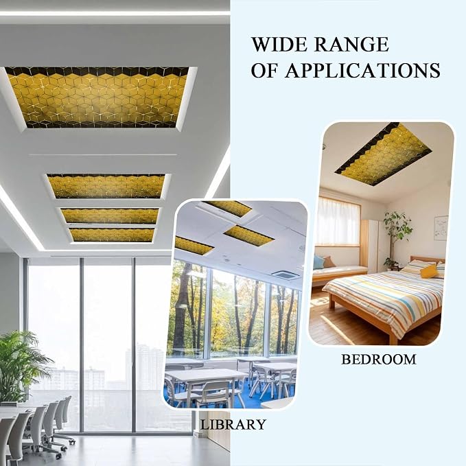 2x4 ft Fluorescent Light Cover for Ceiling Modern Yellow Gradient Geometric - Image 7