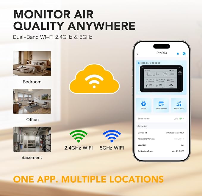 Smart WiFi Indoor Air Quality Monitor, Remote CO2, Temperature, TVOC & Air - Image 8