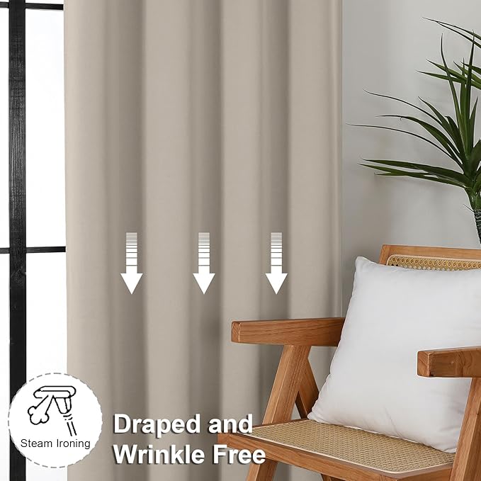 Simplebrand Ava Stone Blackout Curtains for Bedroom, 78 Inch Length, 2 Panels Set, Privacy Thermal Insulated Rod Pocket Window Curtains for Patio, French Door, W40 x L78 Inch