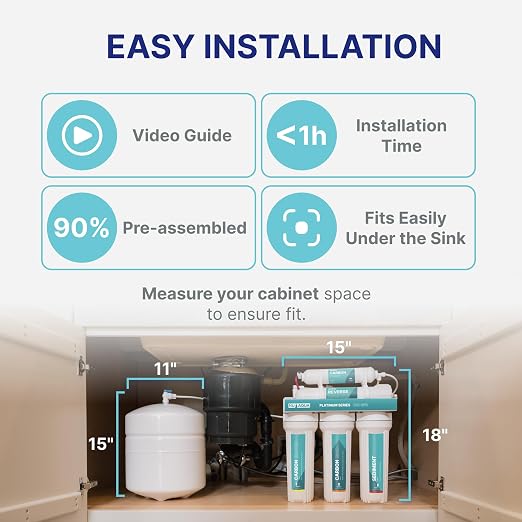 NU Aqua 6-Stage UV Under Sink Reverse Osmosis Water Filter System - Image 5