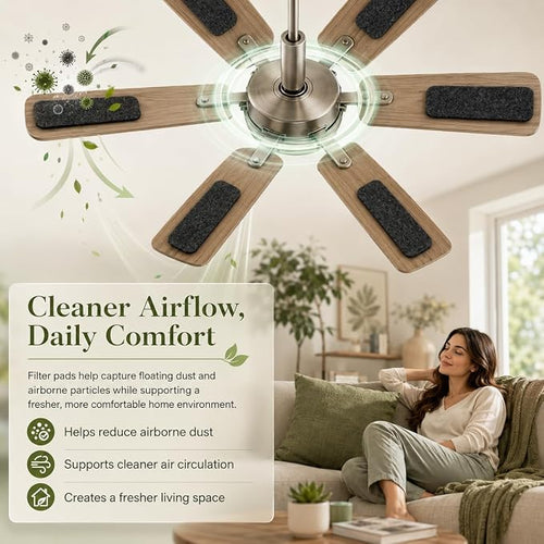 10 Pack Ceiling Fan Blade Air Filters, Washable Reusable Dust Catcher Pads - Image 2