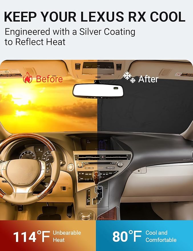 Proadsy 2026 Upgrade Front Windshield Sun Shade Foldable Sunshade Protector - Image 3