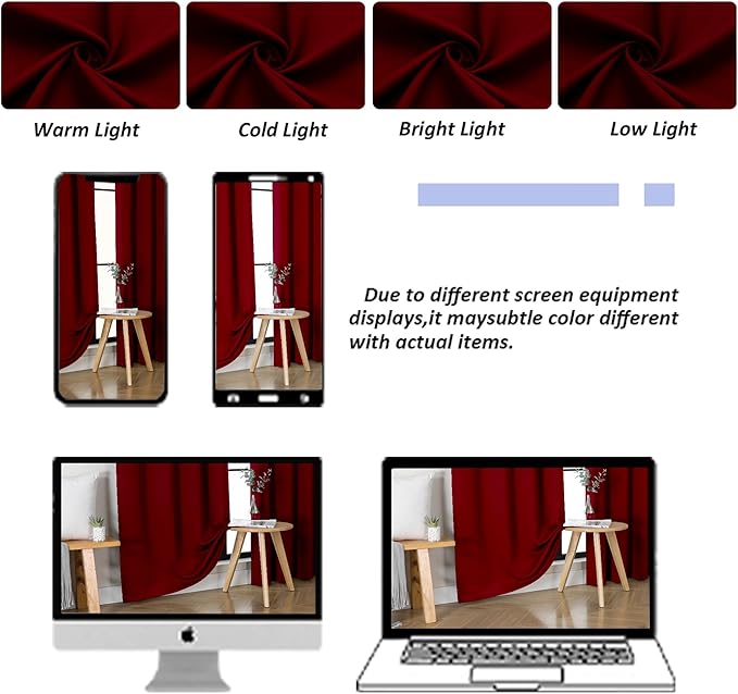 Simplebrand Ava Red Blackout Curtains for Bedroom 84 Inch Length 2 Panels Set, Solid Thermal Insulated Privacy Living Room Window Treatment Curtains Blackout Drapes, W50 x L84 Inch, Red