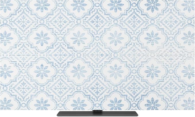 Vintage Damask Blue Floral Indoor TV Cover, Elastic TV Screen Protector Middle - Image 2
