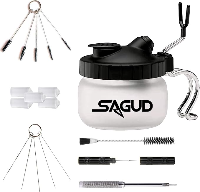 19 Piece Airbrush Cleaning Kit, Glass Airbrush Cleaning Pot by SAGUDAIRBRUSHKIT
