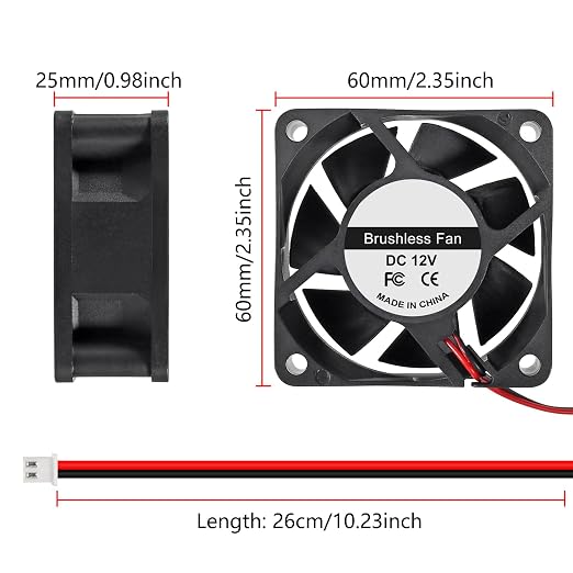UMLIFE 4PACK 6025 12V Dual Ball Bearing Brushless Cooling 60X60X25mm 2Pin - Image 2