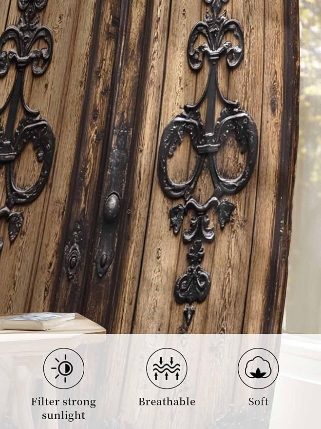 Sheer Curtains 96 Inches Long, Barn Door Semi Sheer Curtains Light Filtering - Image 6